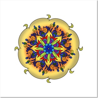 bright fantasy indian mandala Posters and Art